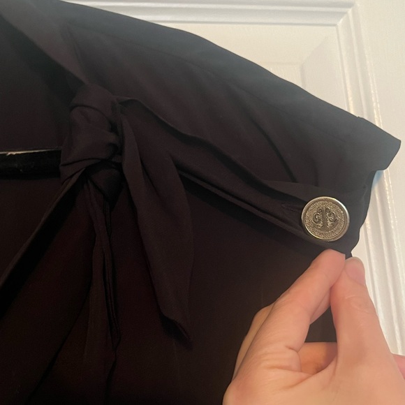 Gucci Black v-neck short sleeve silk blouse bows anchor GG buttons sailor sz 42 - Picture 3 of 9